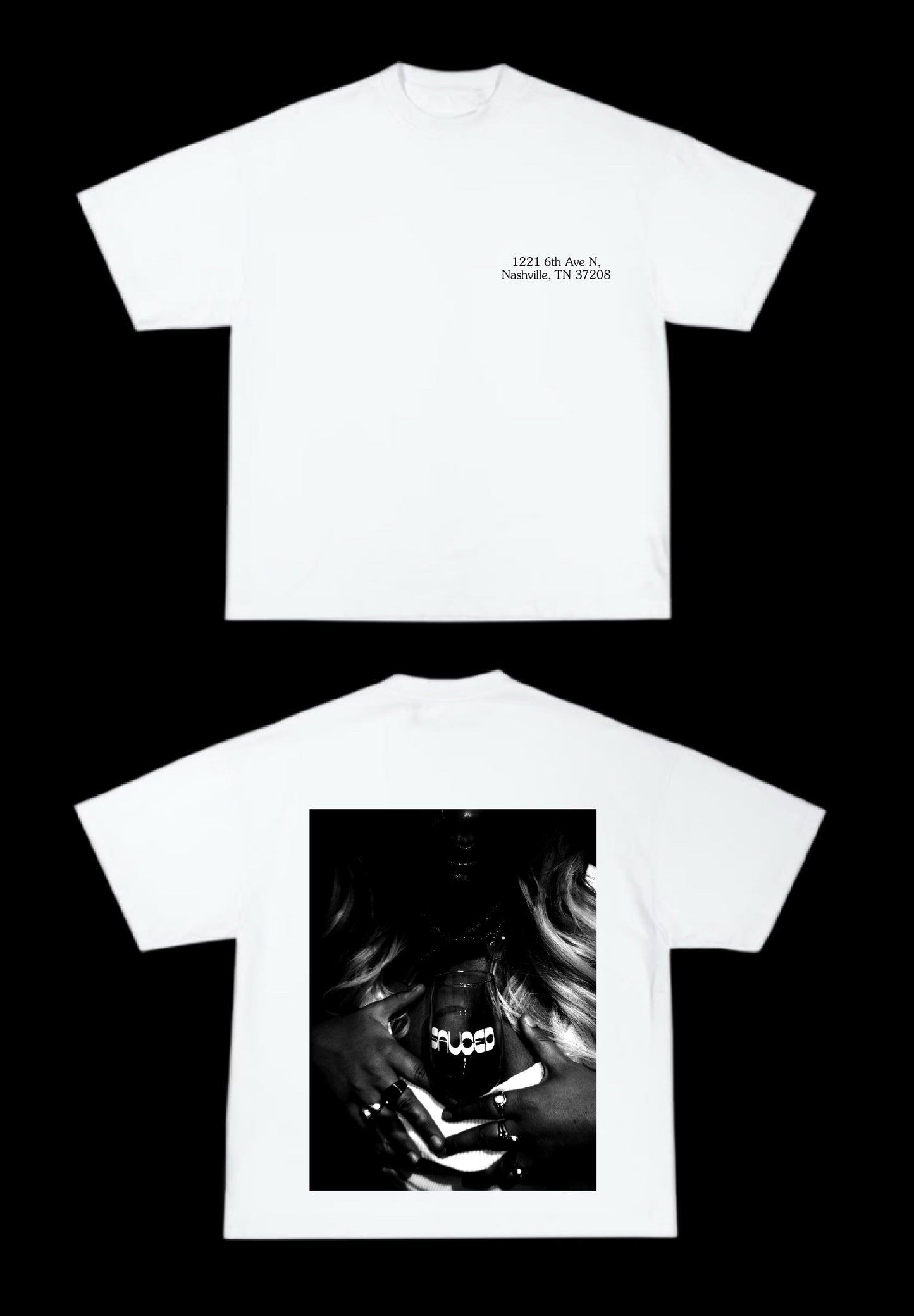 SAUCED Nash "Glass Au Naturel" Short-Sleeved White Tee